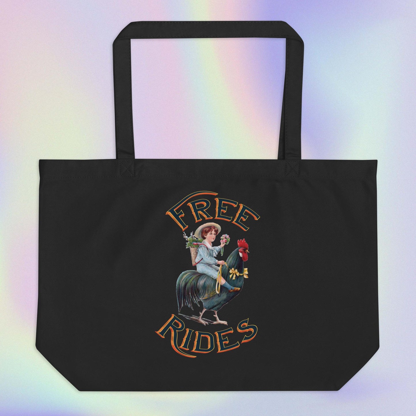 Free rides - Rooster - Large organic tote bag