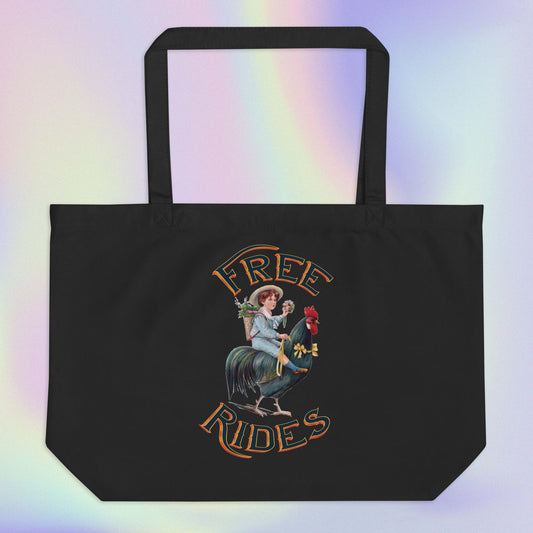 Free rides - Rooster - Large organic tote bag