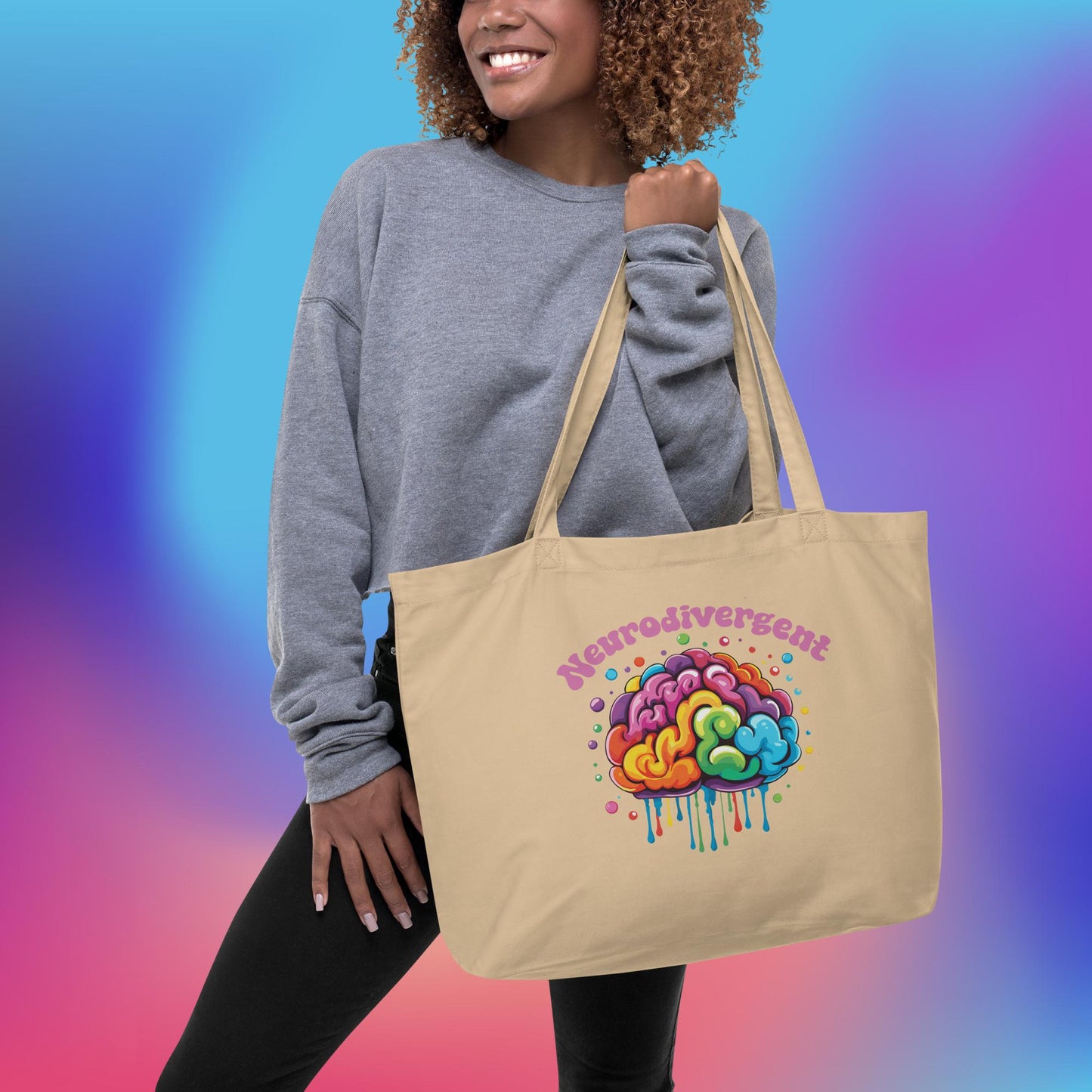Neurodivergent Large organic tote bag