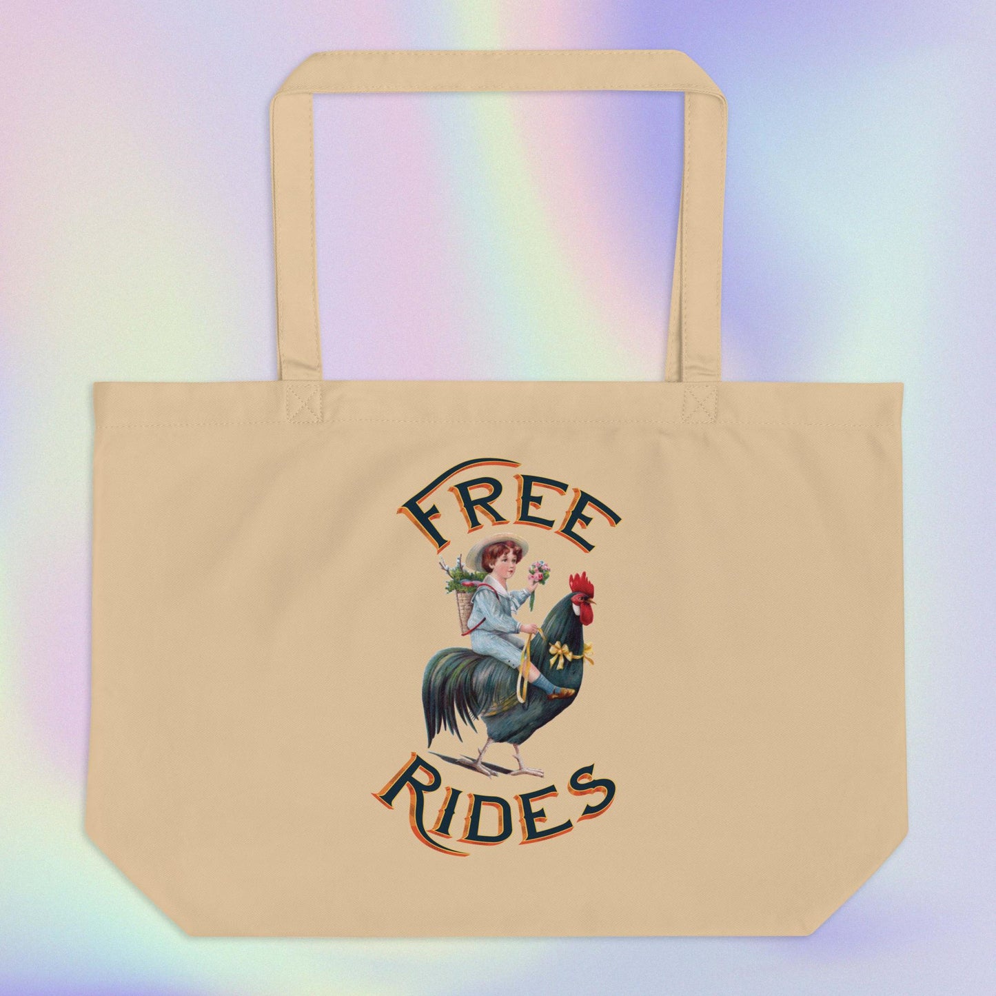 Free rides - Rooster - Large organic tote bag