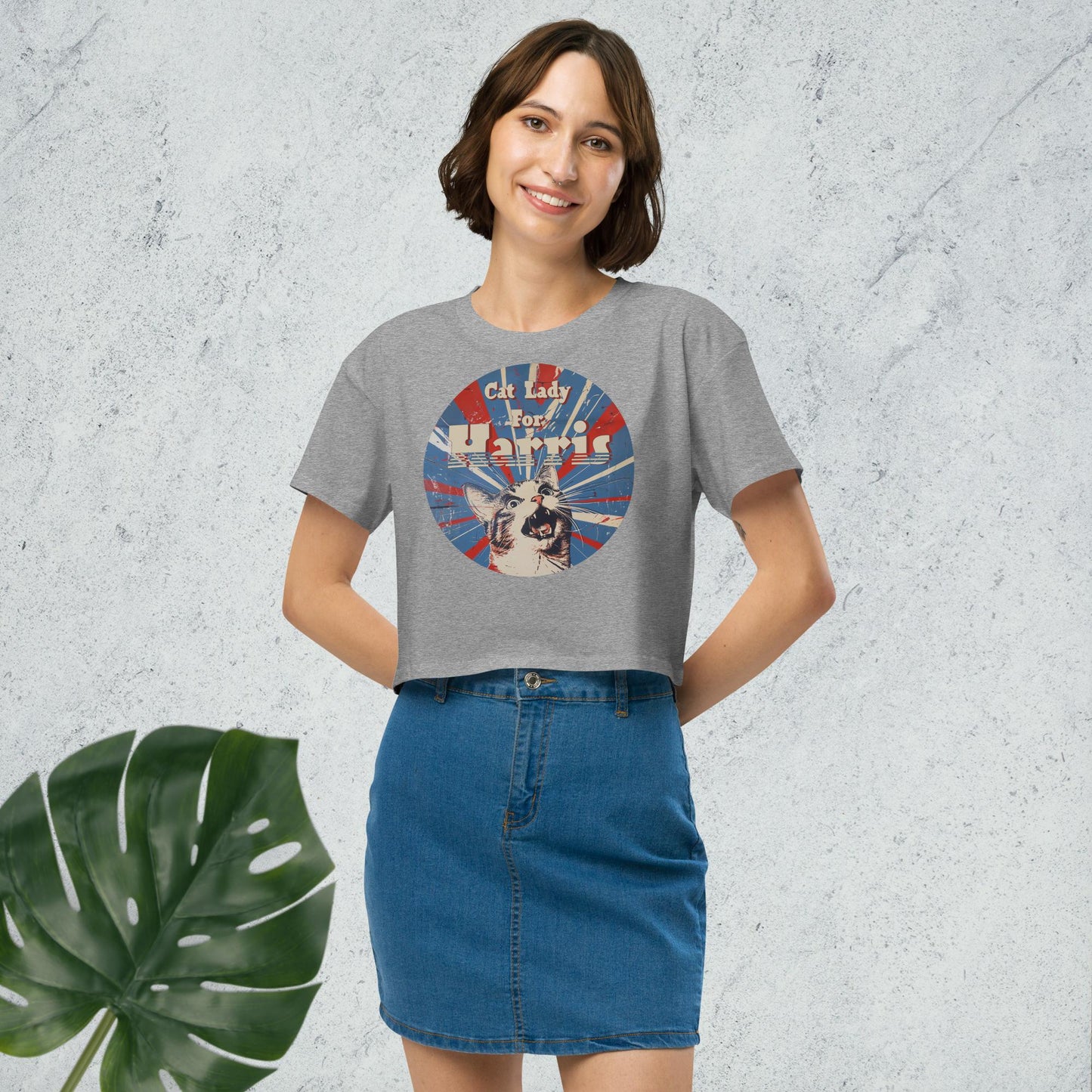 Cat Lady for Harris Women’s crop top