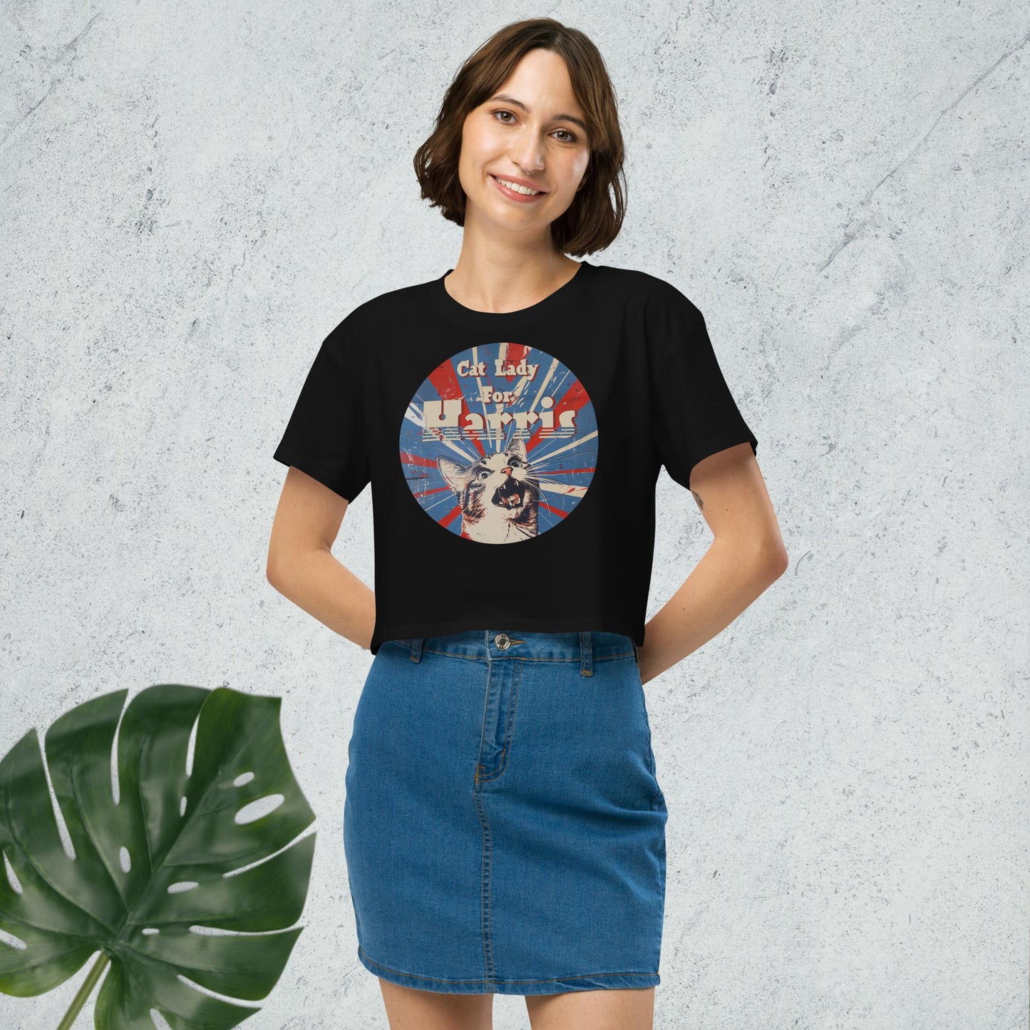 Cat Lady for Harris Women’s crop top